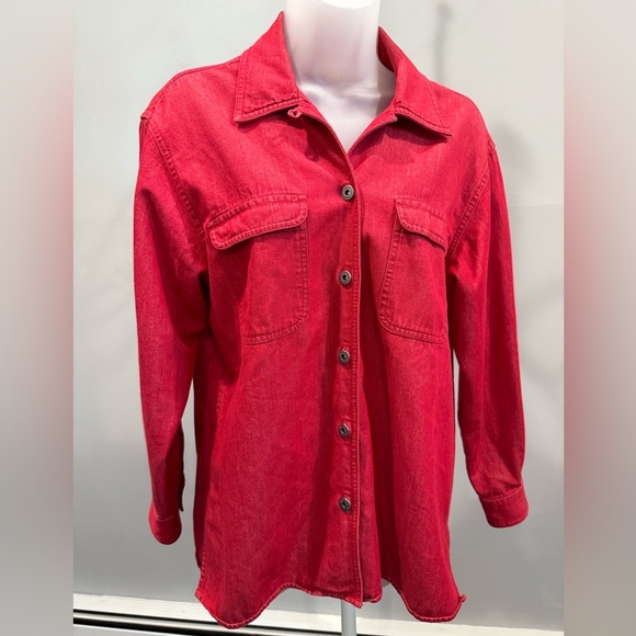 Liz Claiborne Red Button-Up Shirt Jacket Size M - Picture 7 of 7